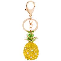 Zinc Alloy Key Clasp, with Resin & Acrylic, Pineapple, plated, for woman & with rhinestone 125mm 