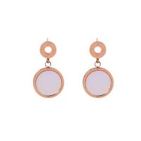 Titanium Steel Drop Earring, with Shell, Korean style & for woman 25mm 