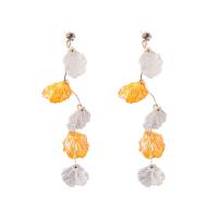 Zinc Alloy Drop Earring, with Shell, plated, Korean style & for woman 95mm 