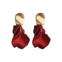 Zinc Alloy Drop Earring, plated, Korean style & for woman, red, 75mm 