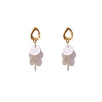 Zinc Alloy Drop Earring, with Shell, gold color plated, Korean style & for woman, white, 50mm 