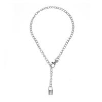 Ожерелье цинкового сплава , цинковый сплав, Замок, плакирован серебром, Регулируемый & панк-стиль & Женский, 24mm, длина:21 дюймовый, продается Strand