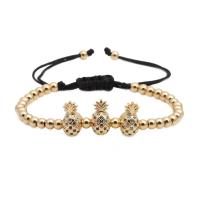Brass Woven Ball Bracelets, with Cubic Zirconia, plated, Unisex & adjustable 170*220mm 