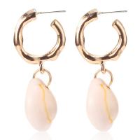 Zinc Alloy Drop Earring, with Shell, plated, fashion jewelry & for woman, gold 