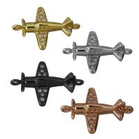 Cubic Zirconia Micro Pave Brass Connector, Airplane, plated, micro pave cubic zirconia & 1/1 loop Approx 1mm 