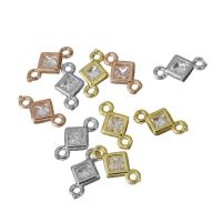 立方ジルコニア真鍮コネクタ, 銅, 菱形, メッキ, キュービックジルコニアのある & 1/1 ループ, 無色 穴:約 1.5mm, 売り手 パソコン
