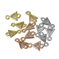 Cubic Zirconia Brass Connector, Triangle, plated, with cubic zirconia & 1/1 loop Approx 1.5mm 