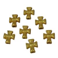Weinlese Messing Perlen, Kreuz, goldfarben plattiert, 8.5x10x4.5mm, Bohrung:ca. 2mm, verkauft von PC