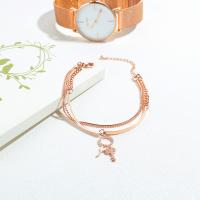 Rhinestone Brass Bracelets, brass lobster clasp, 18K rose gold plated, fashion jewelry & for woman & with rhinestone, rose gold color, 24mm mm 