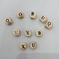 Original Wood Beads, letters are from A to Z & mixed, 10mm Approx 2mm, Approx 