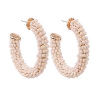 Glass Seed Beads Earring, Zinc Alloy, with Seedbead, handmade, woven pattern & for woman 