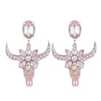 Resin Drop Earring, with Crystal, Horn, folk style & for woman 65mm 