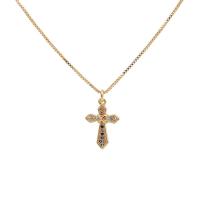 Cubic Zircon Micro Pave Brass Necklace, with 5cm extender chain, gold color plated, Unisex & box chain & micro pave cubic zirconia Approx 17.72 Inch 