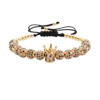 Cubic Zirconia Micro Pave Brass Bracelet, Crown, plated, Unisex & adjustable & micro pave cubic zirconia 8mm Approx 8.67 Inch 