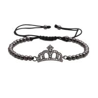 Cubic Zirconia Micro Pave Brass Bracelet, Crown, plated, Unisex & adjustable & micro pave cubic zirconia Approx 8.67 Inch 