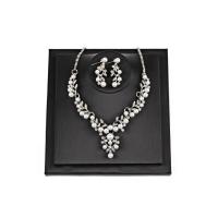 Zinc Alloy Jewelry Set, earring & necklace, with ABS Plastic Pearl, with 5cm extender chain, plated, for woman & with rhinestone 110mm,35mm Approx 17.72 Inch 