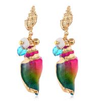 Zinc Alloy Drop Earring, with Shell & Resin, Conch, gold color plated, for woman 