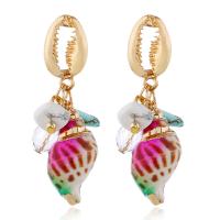 Zinc Alloy Drop Earring, with Shell, Conch, gold color plated, for woman 