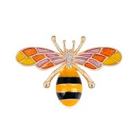 laiton broche, abeille, Placage de couleur d'or, unisexe & pavé de micro zircon & émail Vendu par PC