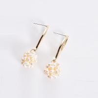 Freshwater Pearl Drop Earring, Zinc Alloy, with Freshwater Pearl, gold color plated, Korean style & for woman, white 