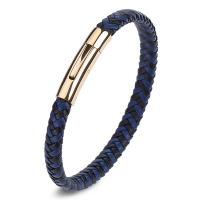 bracelet de cordon en PU , acier inoxydable, avec cuir PU, bijoux de mode & unisexe & normes différentes pour le choix Vendu par PC