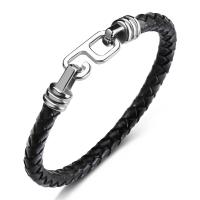bracelet de cordon en PU , acier inoxydable, avec cuir PU, bijoux de mode & normes différentes pour le choix & pour homme, 6mm, Vendu par PC