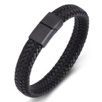 PU Leather Cord Bracelets, Stainless Steel, with PU Leather, fashion jewelry & Unisex 12mmx6 