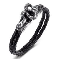 PU Leather Cord Bracelets, Stainless Steel, with PU Leather, Snake, Double Layer & fashion jewelry & Unisex 5mmx2 