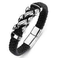 PU Leather Cord Bracelets, Stainless Steel, with PU Leather, fashion jewelry & punk style & Unisex 