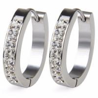 Stainless Steel Huggie Hoop Earring, with Crystal, plated, fashion jewelry & for woman 