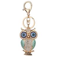 Zinc Alloy Key Chain Jewelry, with Crystal, Owl, plated, cute & fashion jewelry 