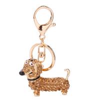 Zinc Alloy Key Chain Jewelry, with Crystal, Dog, plated, cute & fashion jewelry 