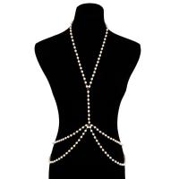 Kunststoff Perlen Körper-Kette, Modeschmuck & verschiedene Stile für Wahl & für Frau, goldfarben, verkauft von Strang