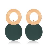 Zinklegierung Tropfen Ohrring, mit Emaille, rund, plattiert, für Frau, keine, 20x35mm, verkauft von Paar