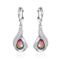 Zinc Alloy Drop Earring, silver color plated, for woman & with rhinestone, silver color 