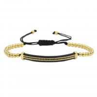 Brass Woven Ball Bracelets, with Cubic Zirconia, plated, Unisex & adjustable 180-200mm,4mm 