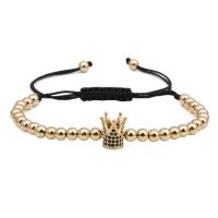 Brass Woven Ball Bracelets, plated, Unisex & micro pave cubic zirconia 180-200mm,4mm 