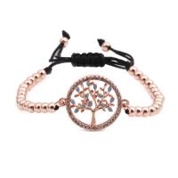 Brass Woven Ball Bracelets, plated, adjustable & micro pave cubic zirconia & for woman 180-200mm,4mm 