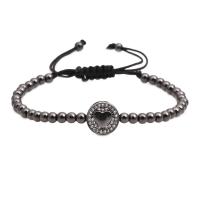 Brass Woven Ball Bracelets, plated, adjustable & micro pave cubic zirconia & for woman 170-200mm 