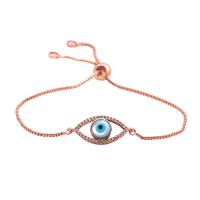 Brass Bracelet, Evil Eye, plated, adjustable & micro pave cubic zirconia & for woman .5 Inch 
