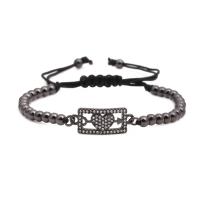 Brass Woven Ball Bracelets, plated, Unisex & adjustable & micro pave cubic zirconia 180-200mm 