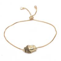 Cubic Zirconia Micro Pave Brass Bracelet, plated, adjustable & micro pave cubic zirconia & for woman, golden .5 Inch 