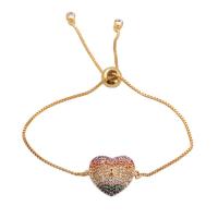Cubic Zirconia Micro Pave Brass Bracelet, plated, adjustable & micro pave cubic zirconia & for woman, golden .5 Inch 