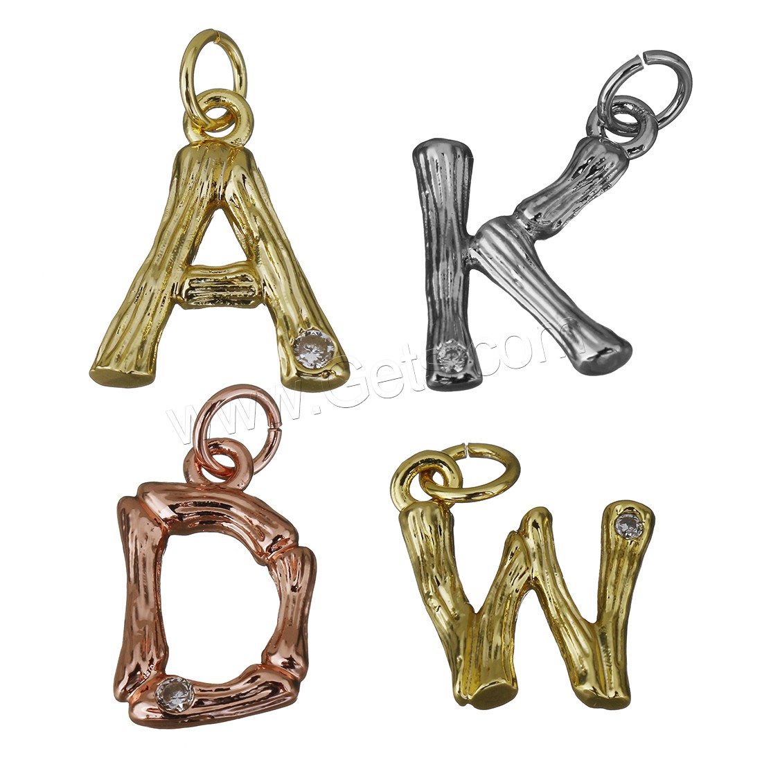 Letter Brass Pendants, Alphabet Letter, plated, letters are from A to Z & different styles for choice & micro pave rhinestone, more colors for choice, Hole:Approx 3.5mm, Sold By PC