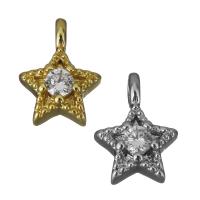 Brass Star Pendants, plated, with cubic zirconia Approx 1.5mm 