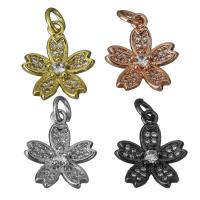 Brass Flower Pendants, plated, micro pave cubic zirconia Approx 3mm 