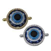 Brass Connector, Evil Eye, plated, micro pave cubic zirconia & 1/1 loop Approx 1.5mm 
