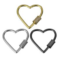 Brass Clasp, Heart, plated, micro pave cubic zirconia 