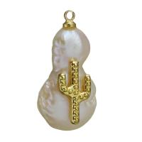 Cultured Freshwater Pearl Brass Pendant, with Freshwater Pearl, gold color plated Approx 1.5mm 