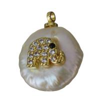 Cultured Freshwater Pearl Brass Pendant, with Freshwater Pearl, plated, micro pave cubic zirconia Approx 1.5mm 